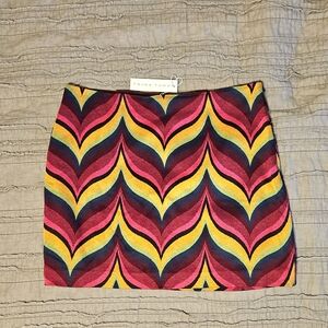 Trina Turk Pink and Yellow Chevron Pencil Skirt
